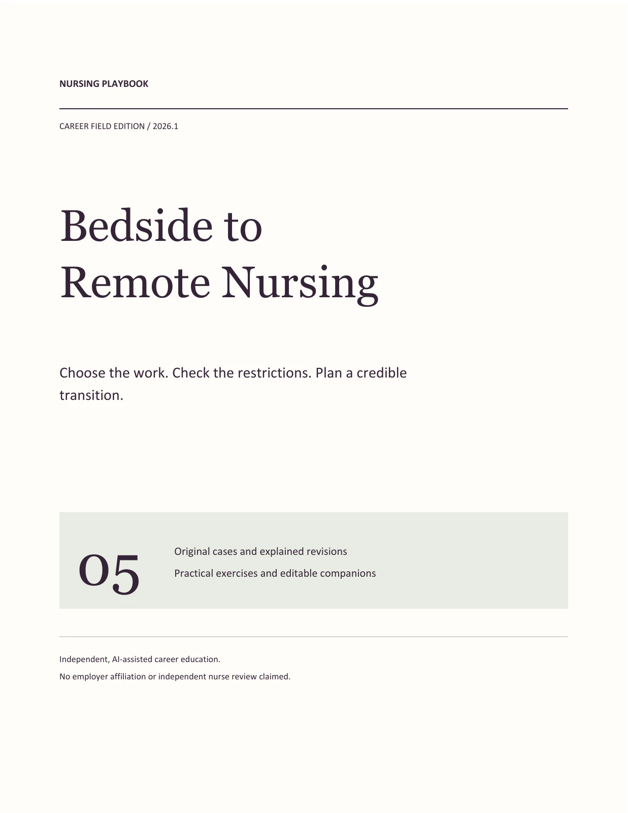 Cover of Bedside to Remote Nursing, edition 2026.1