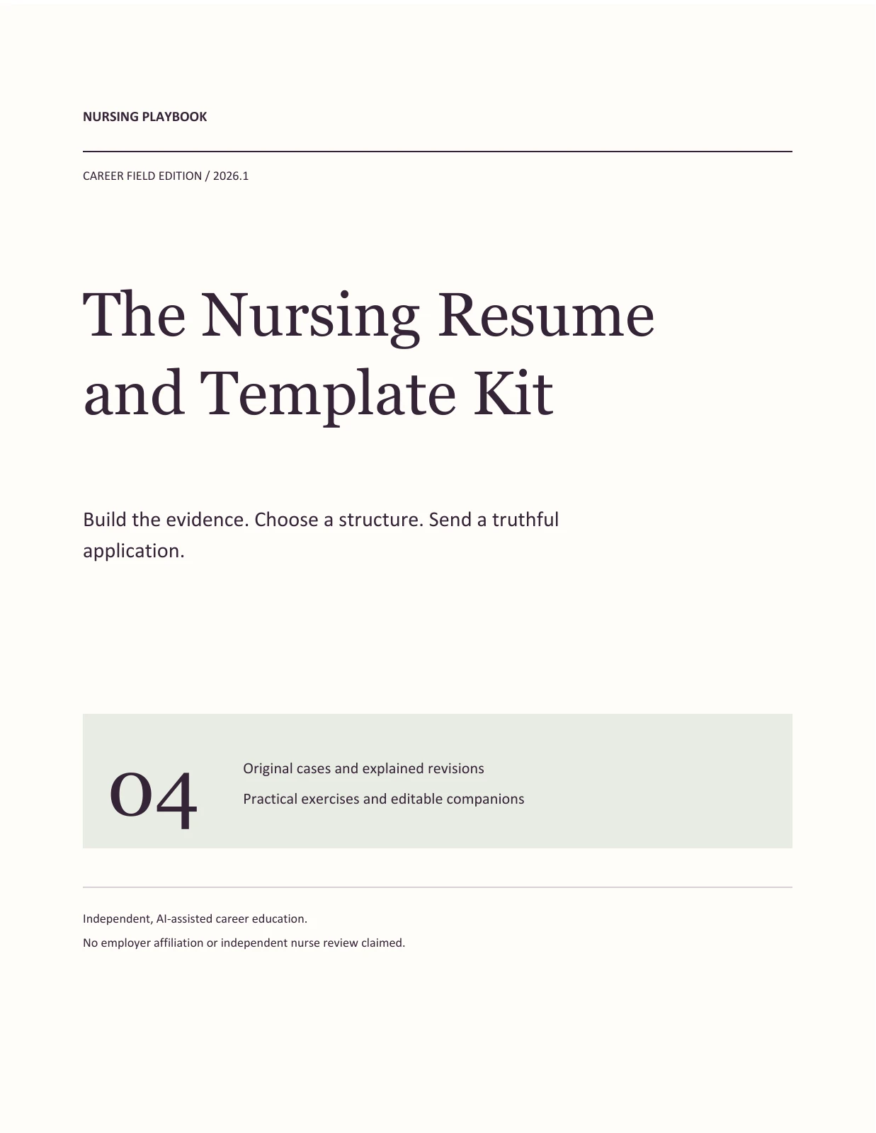 Cover of The Nursing Resume and Template Kit, edition 2026.1